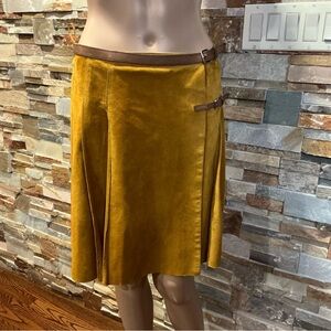 Prada Mustard A-Line Skirt with Brown Accents